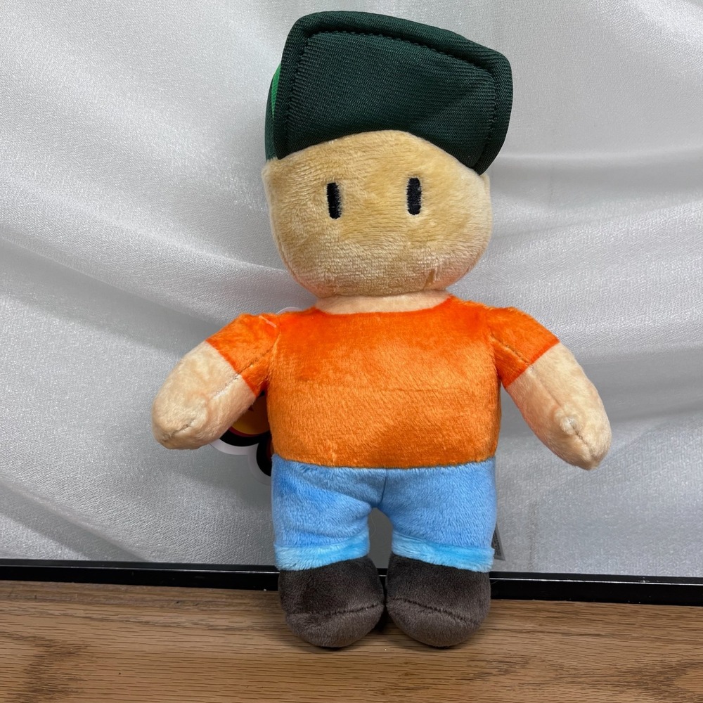 Stumble Guys Plush Buddy Orange Shirt Green Hat 8 Inch Video Game Toy New